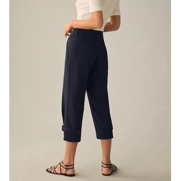 Anthropologie Maeve Pleated Capri Pants Navy Blue - Size 14 - Picture 2 of 10